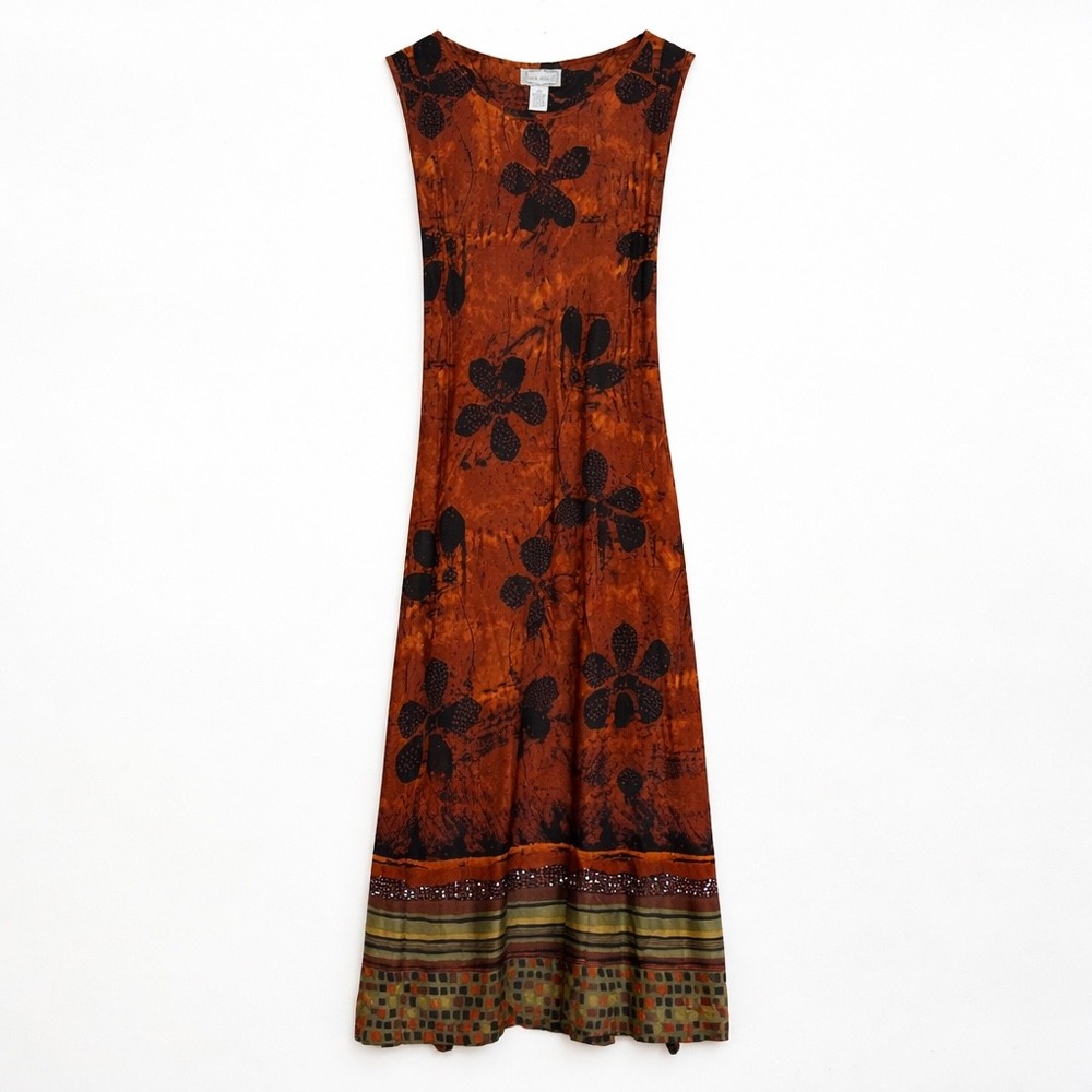 Vintage Jane Ashley Boho Maxi Dress Medium Cottagecore Earthy Festival Retro - Picture 2 of 10